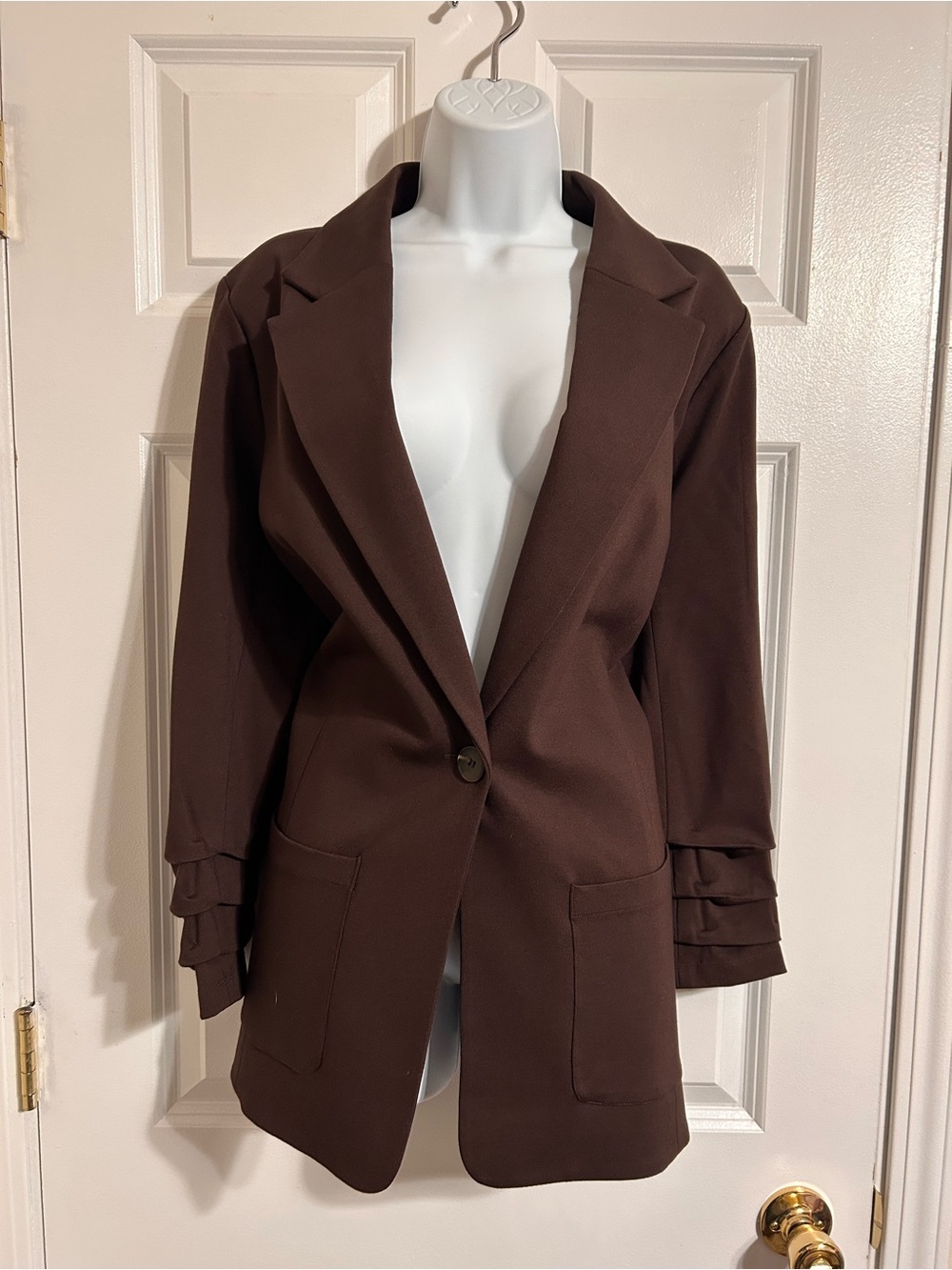 Women's Chocolate Brown Single-Button Blazer Jacket